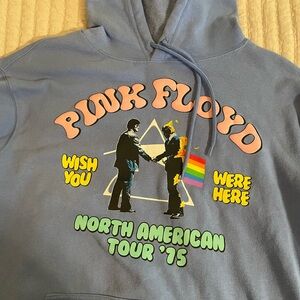 Pink Floyd Blue Hoodie with Pastel and Rainbow Graphic